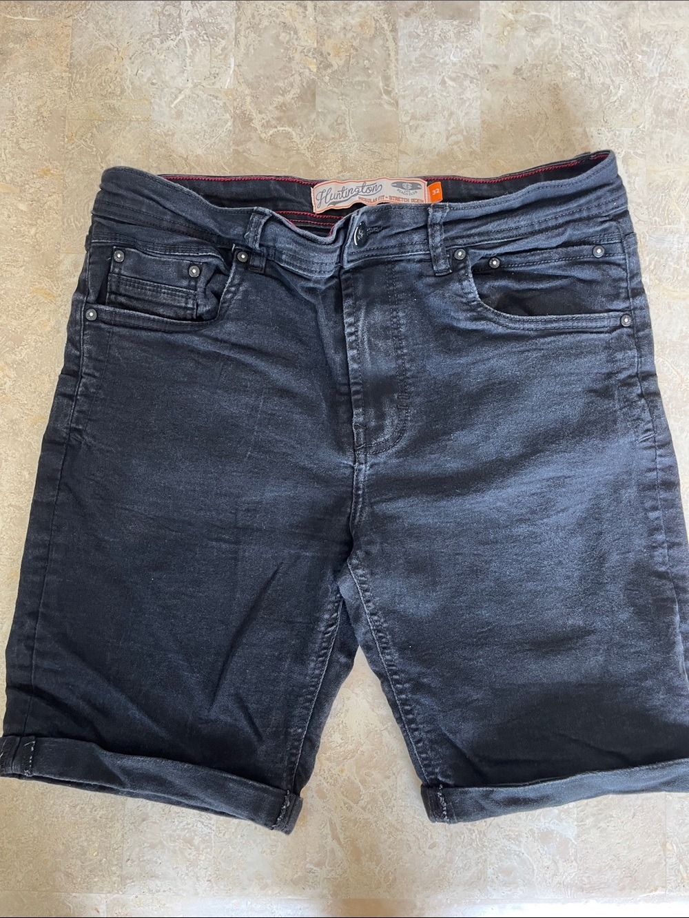 Huntington Men’s Black Denim Jean Shorts - Classic Five-Pocket Style